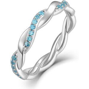 🆕 Women Silver Eternity Bands Twisted Rings Stackable Sterling Wonderful Gifts